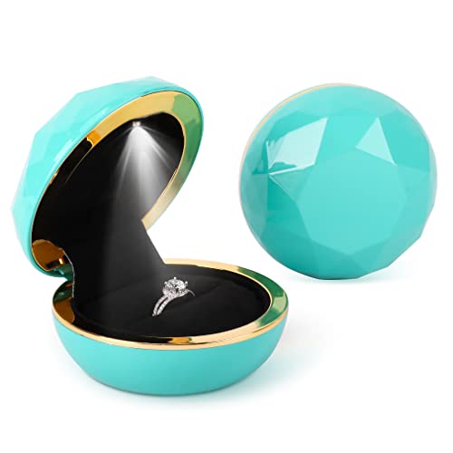 iSuperb Ring Box LED Ringe Box Schmuckschatulle Ohrringe Ring Geschenkbox Verlobung Ehering Boxen Schmuck Organizer Ringbox mit Lichtern Jewelry Gift Box for Ring von iSuperb