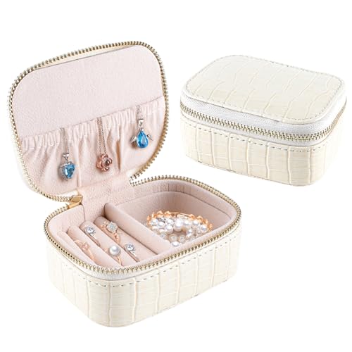 iSuperb Schmuckkästchen Reise, Schmuckkasten klein, Schmuckschatulle für Mädchen, Schmuckaufbewahrung, Schmuckbox Damen, Reise Schmuck Etui, Jewelry Organizer PU Leder für Ohrringe, Halsketten, Ringe von iSuperb