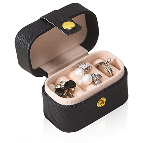 iSuperb Schmuckkästchen Reise, Kleine Schmuckschatulle für Damen, PU Leder Schmucketui Schmuckbox Mini Ring Box Aufbewahrungsbox für Ringe Ohrringe Geschenk (Schwarz) von iSuperb