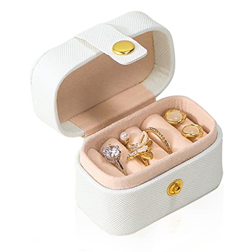 iSuperb Schmuckkästchen Reise, Kleine Schmuckschatulle für Damen, PU Leder Schmucketui Schmuckbox Mini Ring Box Aufbewahrungsbox für Ringe Ohrringe Geschenk (Weiß) von iSuperb