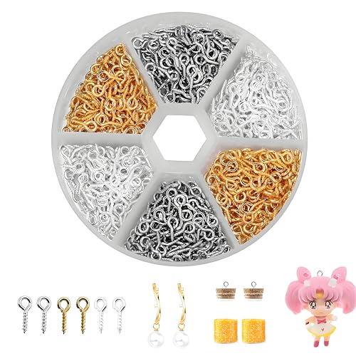 600 Pcs Mini-Ring-Drahteisen Kleine Schrauben, Ösenschrauben, Schafaugennägel, Mini-Schraubenösen-Nagelhaken 4 * 10 mm, Verwendet für DIY Hängenden Schmuck (3 Farben) von iTYOOS