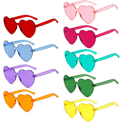 iYInJuan 9 Paar Herz Hippie Brille, Hippie Herzförmige Brille Kostüm Brille Herz Sonnenbrille Partybrille für Geburtstagsfeier Halloween Party für Erwachsene, Jungen, Mädchen von iYInJuan