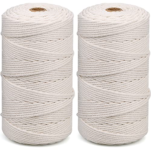 iYinJuan Makramee Garn 3mm x 200m, Naturliches Baumwollgarn Baumwollkordel, Makramee Schnur Creme für Kordel DIY Handwerk Basteln Wand Aufhängung von iYinJuan