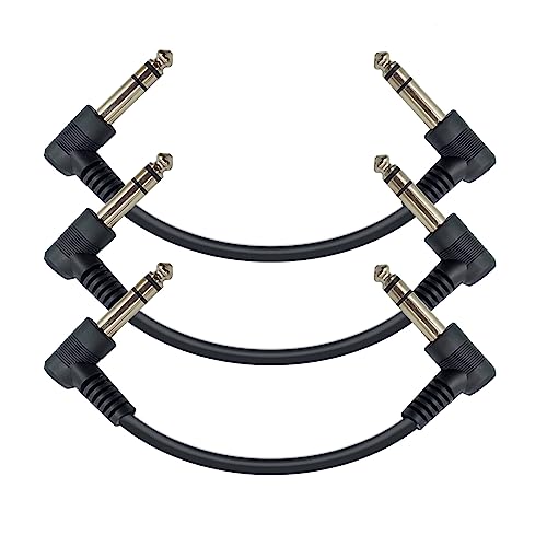 iYueMps Gitarre Patchkabel 3 Stück 15cm Gitarre Pedal Effektkabel 6,35mm Instrumentenkabel 1/4" Stereostecker Rechtwinklig Patchkabel für Gitarre Bass Effektpedale von iYueMps