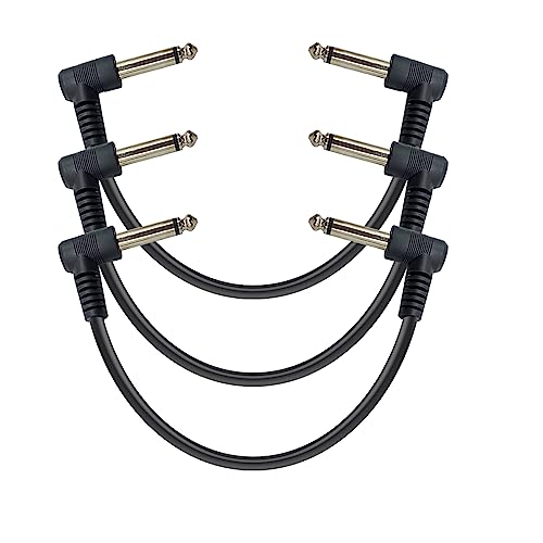 iYueMps Gitarre Patchkabel 3 Stück 15cm Gitarre Pedal Effektkabel 6,35mm Instrumentenkabel 1/4" TS Mono stecker Rechtwinklig Patchkabel für Gitarre Bass Effektpedale von iYueMps