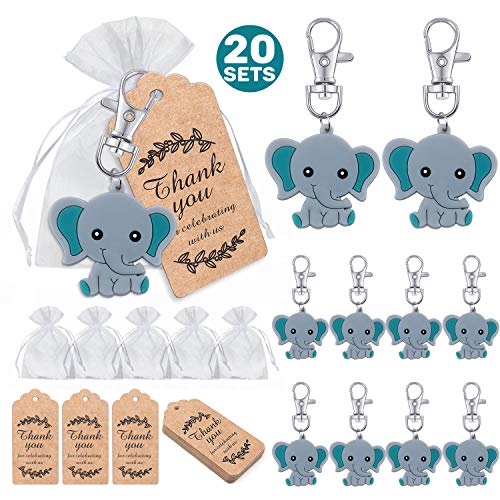 iZoeL Gastgeschenke Taufe Junge 20 Elefante Anhänger Thank You Danke Geschenke Babyparty Baby Shower Kommunion Kinderggeburtstag Party Mitgebsel von iZoeL