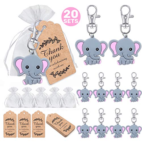 iZoeL Gastgeschenke Taufe Junge 20 Elefante Anhänger Thank You Danke Geschenke Babyparty Baby Shower Kommunion Kinderggeburtstag Party Mitgebsel von iZoeL