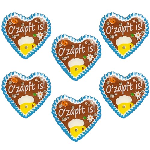 iZoeL 6 STK Oktoberfest Anstecker Pin, O'Zapft is'' im Lebkuchenherzen Design Oktoberfest Deko Accessories Damen Herren für Oktoberfest Fasching Geburtstag Firmenfeier Junggesellenabschied von iZoeL