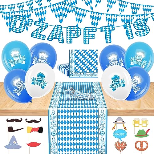iZoeL Oktoberfest deko Set, "O’ZAPFT IS " Girlande + Wimpelkette + 10m Tischläufer + 20 Servietten + 12 XXL Bedruckte Latex-luftballons +12 Foto-Requisiten-Set + Luftschlangen + Farbband iZoeL Oktoberfest deko Set, "O’ZAPFT IS " Girlande + Wimpelkette + 10m Tischläufer + 20 Servietten + 12 XXL Bedruckte Latex-luftballons +12 Foto-Requisiten-Set + Luftschlangen + Farbband von iZoeL