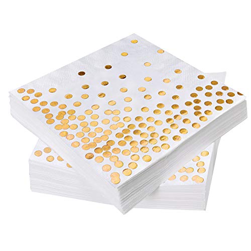 iZoeL 60 Servietten Partyservietten Gold Dots 33 x 33cm 3-lagig Geburtstag Foiled Papierservietten Paper Napkins für Party Hochzeit Weihnachten silvester von iZoeL