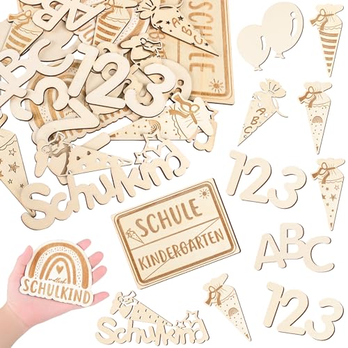 iZoeL XL Einschulung Konfetti Holz 10-15cm Schulkind Konfetti Groß Einschulung Deko Tischdeko Streudeko Tischdekoration für Schuleinführung Schulanfang Einschulung Junge und Mädchen von iZoeL