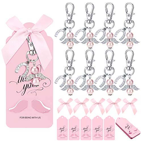 iZoel Gastgeschenke Taufe Mädchen 20 Stück Schutzengel Schlüsselanhänger Süße Engel Anhänger Dankeschön Hufeisen für Taufe Mädchen Babyparty Hochzeit Geburtstag Mitgebsel Rosa von iZoeL