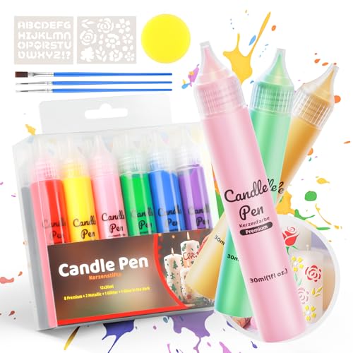 iaHOME 12 Stück Wachsstifte für Kerzen 30ml Candle Pen, Kerzenstifte für Kerzen, Kerzen Selber Machen Set, Kerzenfarbe Kerzenpen, Ideal zum Kerzen Dekorieren & Gestalten von iaHOME