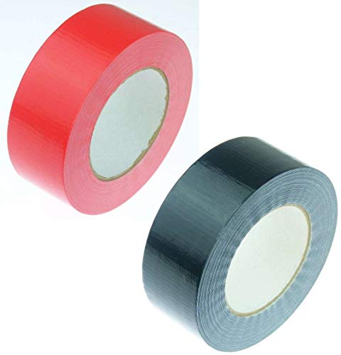 iapyx 2 Rollen Klebeband Gewebeband 50 m x 48 mm je 1x Rot + Schwarz - Panzerband Steinband Gaffa Tape Reparaturband (Rot + Schwarz, 2 Rollen) von iapyx