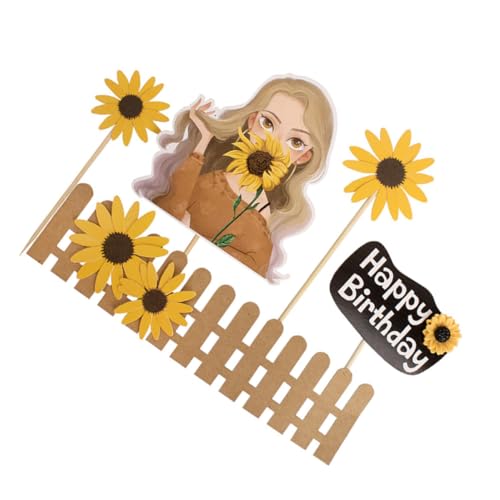 25St Kucheneinsatz sunflower sonnenblumen Geburtstagsfeier geburtstagseinladungen käse Topper für Kuchen hochzeitsdeko Cupcake-Topper Praktischer Tortenaufsatz Bambusstab ibasenice von ibasenice