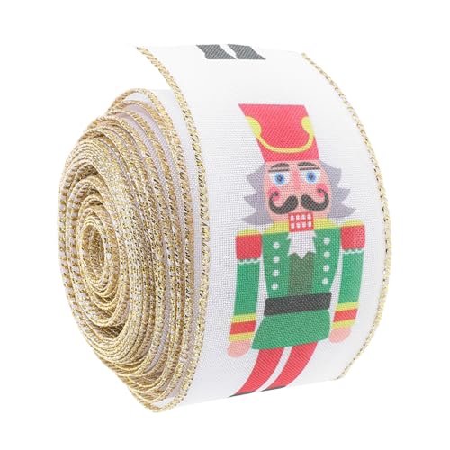 ibasenice 1 Rolle Weihnachtsband baumspitze geschenkband weihnachtsschleife Weihnachtsbastelei weihnachtsbaum saisonale Bänder Feiertagsbänder festliche Bänder Nussknackerbänder Polyester von ibasenice