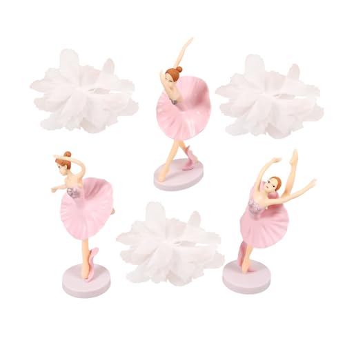 ibasenice 1 Satz 6 Stk Ballettmädchen-Ornamente Hochzeit Ballettfiguren Kuchendeckel Ballerina-Figur büro dekoration office decoration schöne Tortendeko Kuchen liefert Gittergewebe Rosa von ibasenice