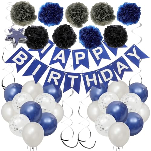 ibasenice 1 Satz Geburtstagsbanner Luftballons Marine Party Männer Dekorationen Blau Geburtstag Zeichen Geschlecht Aufdecken Thema Geburtstagsdekoration Girlande Frauen Navy Emulsion von ibasenice