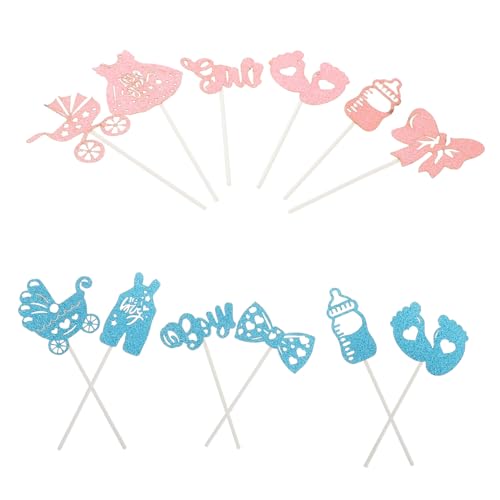 ibasenice 1 Satz Geschlecht Offenbaren Requisiten Kuchendeckel Babyparty Kuchendekorationen Für Die Babyparty Kuchen Topper Cupcake-topper Für Die Brautparty Gender-reveal- Papier von ibasenice