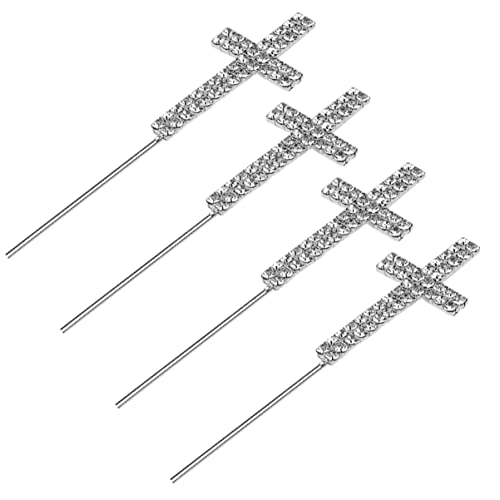 ibasenice 1 Satz Kucheneinsatz Kreuz-cupcake-picks Kreuz Dekorationen Kuchendekorationszubehör Tortendekorationsaufsatz Kreuz Kuchendekoration Kreuzdekor Obstpicks Silver Legierung 4 Stück von ibasenice