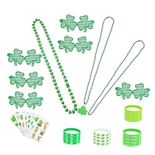 ibasenice 1 Satz Partygeschenk-Set st. Patricks Day Armband Kleeblatt-Brille kleeblatt glücksbringer kleeblatt ausstanzer St. Patrick's Day Halskette Partygeschenke zum St. Patrick's Day von ibasenice