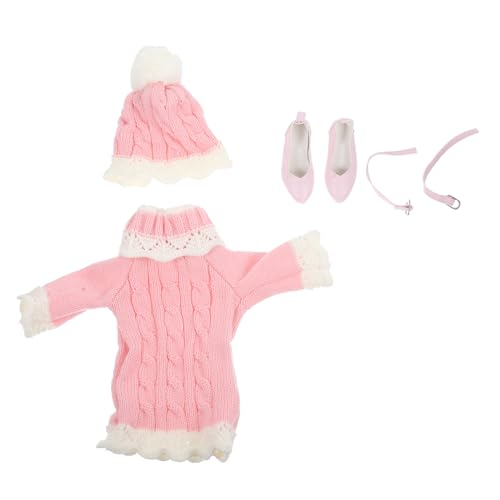 ibasenice 1 Satz Pullover-Set Für Spielzeugpuppen Für Mädchen Puppenkleidung Für Mädchen Puppe Verkleiden Sich Kleidung Mädchenpuppen-Outfits Puppenpulloverkleid Mit Puppenschuhen Acryl Rosa von ibasenice