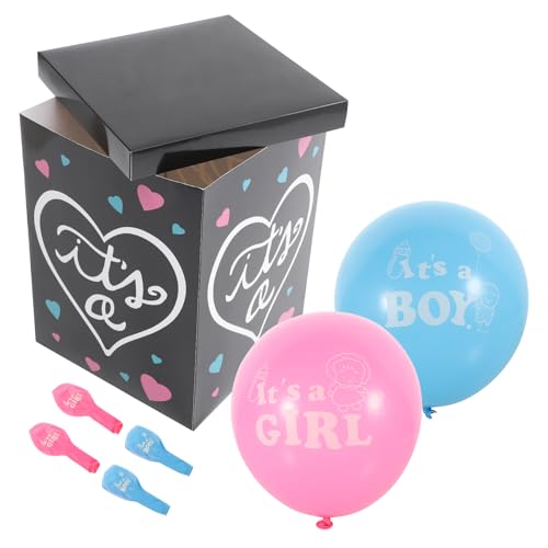 ibasenice 1 Set Geschlechtsrevealing Box Für Babyparty Schwarze Box Mit ' A Aufdruck Inkl 3 Blaue Und 3 Luftballons Für Jungen Oder ädchen Party Dekoration von ibasenice