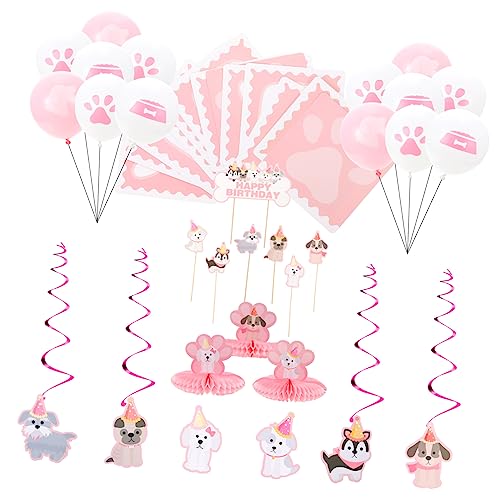 ibasenice 1 Set Hunde Geburtstagsdekoration Haustier Geburtstagsdekoration Hunde Cupcake Topper Happy Birthday Kuchendekorationen Hunde Geburtstagsparty Zubehör Welpen Luftballons von ibasenice