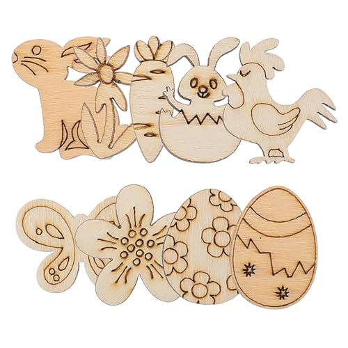 ibasenice 100Pcs Ostern Holzspäne Heimwerken holz ostereier DIY Ostern Basteln Holzmalerei Set Bastelset Ostern unvollendete Ausschnitte in Eiform aus Holz Osterbilder aus Holz von ibasenice