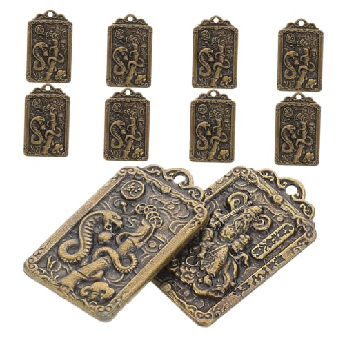 ibasenice 10St Messingschild Vintage Schlüsselanhänger Snake Zodiac Anhänger Messingamulett glücksbringer chinesisches horoskop Messing-Ornament-Anhänger tragbares tierisches von ibasenice