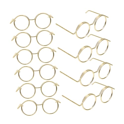 ibasenice 10St Puppenzubehör puppentasche Puppen Kleidung einmachgläser Mini weingläser klein kleine ferngläser Basteln Sie eine Brille zum Dekorieren Miniatur-Puppenbrille Metall Golden von ibasenice