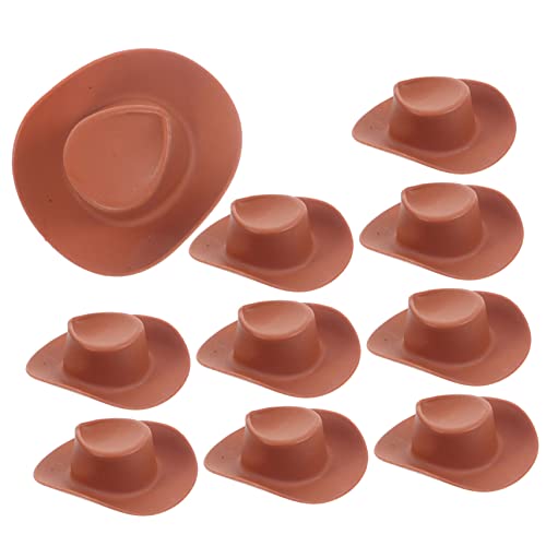 ibasenice 10st Kleiner Hut Cowboy-Cupcake-Topper Mini Mexikanischer Hut Mini-Sombrero-hüte Für Flaschen Minihüte Zum Basteln Mikrospielzeug Kleine Huthüllen Miniatur-puppenhüte Plastik Brown von ibasenice