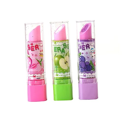 ibasenice 10st Koreanischer Lippenstift Schreibwaren Neuheit Radiergummi Cartoon-radiergummi Lippenstift Radiergummi Fruchtmuster Radiergummi Kind Obst Südkorea von ibasenice