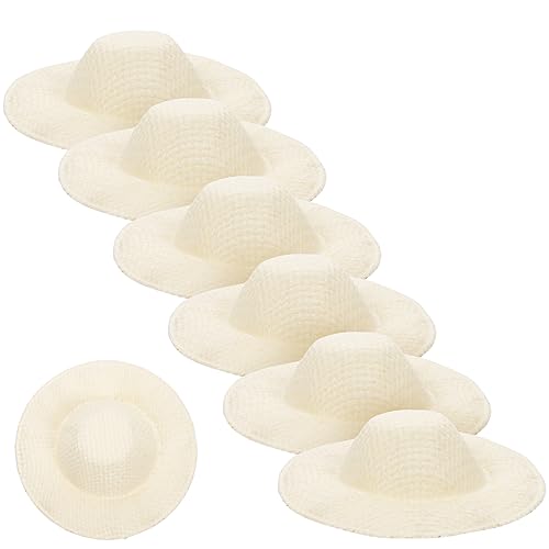 ibasenice 10st Mini-Hut Puppenhüte Mini- Kappe Kleine Strohhüte Strohhut Mini-strohhüte Zum Basteln Mini-Sombrero Miniatur-Sonnenhut Kleine Hüte Für Puppe Plüsch Beige Stoff von ibasenice