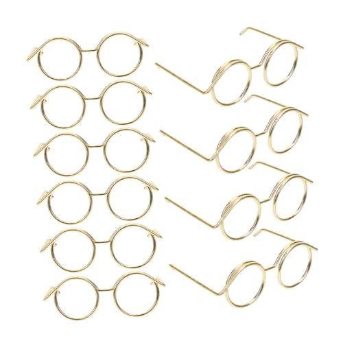 ibasenice 10st Puppenzubehör Puppenbrille Accessoires Für Puppenkleidung Brille Zum Anziehen Der Puppe Dekorative Glasdekore Puppe Verkleidet Brille Puppe Mini-Brille Golden Metall von ibasenice