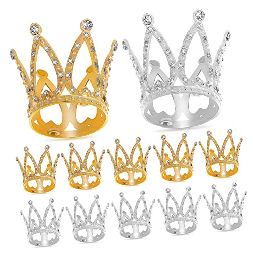 ibasenice 12 Stk Krone goldener Strassbesatz Kuchen Topper Babyparty coronas para ramos buchones de flores Miniaturdekoration Mini-Blumenstrauß weihnachts party weihnachten party Legierung von ibasenice