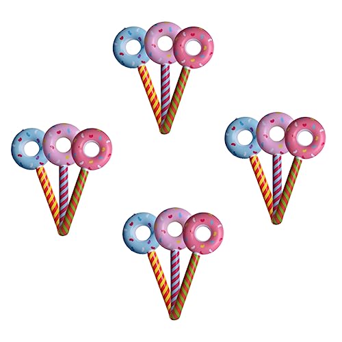 ibasenice 12 Stk aufblasbares Donut-Spielzeug aufblasbarer Donut-Ballon aufblasbare Krachmacher Donut-Kuchen-Topper Donut-Party ballons balloons balons Partyballon Donut-förmiger Ballon PVC von ibasenice