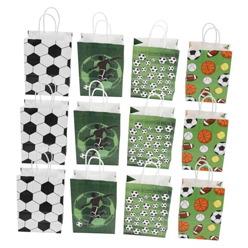 ibasenice 12st Fußball-geschenktüte Fußball-snack-tasche Süßigkeitentüten Mit Fußballmotiv Sport-goodie-bags Fußballtaschen Für Leckereien Kleine Geschenktüte Fußball-papiertüte Kraftpapier von ibasenice