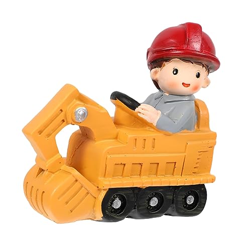 ibasenice 1stk Bagger-ornament Minibagger Konstruktionsspielzeug Lernspielzeug Für Babys Schöner Tortenaufleger Bauauto Spielzeug Entwicklungsspielzeug Für Kleinkinder Desktop-ornament Harz von ibasenice