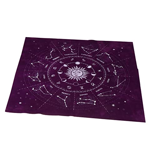 ibasenice 1stk Weissagung Tarob Tarottuch Zum Lesen Konstellationen Tischdecke Tarot Tisch Runner Altar Tuch Tarob Tuch Horoskop-Tarot-Karten Violett Wandteppich Flanell Mond von ibasenice