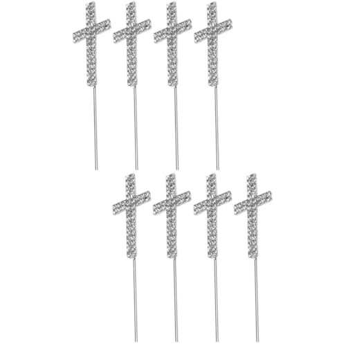 ibasenice 2 Sätze Kucheneinsatz Kuchendekorationszubehör Kreuz-cupcake-picks Party Decoration Party Dekoration Kreuz Kuchendekoration Kuchenverzierungen Strasssteine Silver 4 Stück * 2 von ibasenice