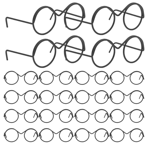 ibasenice 20St Puppe Mini-Brille aus Metall Miniaturaugen zum Basteln Puppenwindeln passen leuchtbrillen weihnachsgeschenk Puppensonnenbrille für Wichtel Puppenbrille Black von ibasenice