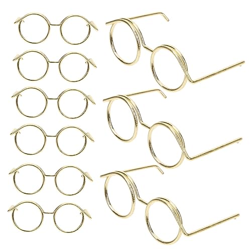 ibasenice 20st Mini-brillengestell Saubere Linse Mini-Puppen-Brille Puppe Verkleiden Sich Brillen Süße Puppenbrille Künstliche Kostümbrillen Puppenzubehör Winzige Brille Golden Metall von ibasenice