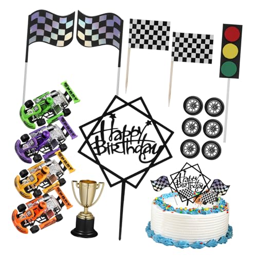 ibasenice 23 Stk Lkw-kuchen Kuchen Topper Autos Cupcake Topper Tortenkugeln Dekorationen Partygeschenke Partyzubehör Zum Thema Geburtstag Mini-trophäen-kuchenaufsatz Kuchendeckel Papier von ibasenice