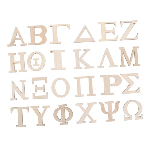 ibasenice 24 Stück Griechische Alphabet-Buchstaben Aus Holz Zum Lernen des Alphabets, Unfertige Holzbuchstaben Für Scrapbooking, Basteln Und Wanddekoration, DIY-malerei von ibasenice