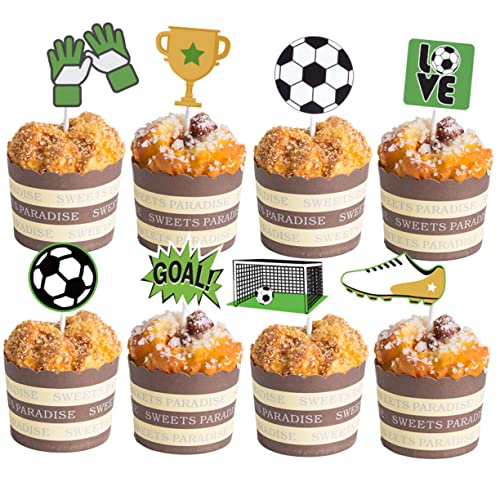 ibasenice 24St Tortenaufleger für Fußball Party-Kuchen-Picks tortendeko fußball tortendeko fussball Fußball Cupcake Picks Fußball Tortenstecker Kuchen Picks Kuchenpicks aus Papier von ibasenice