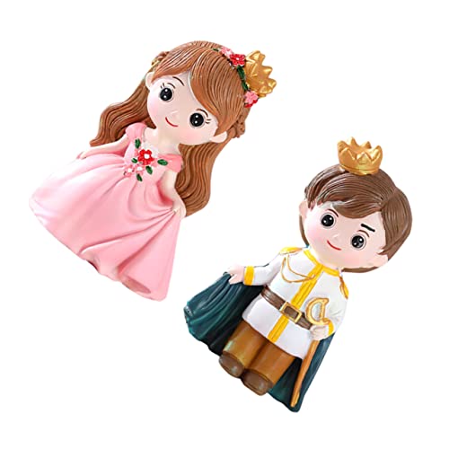 ibasenice 2St Cartoon-Kuchendekoration Mini-Prinz-Prinzessin-Statue Mini-Dekor tortendeko einschulung princess Ornament Partydekoration Puppentortenaufsatz Schreibtisch Zylinder Baby Harz von ibasenice