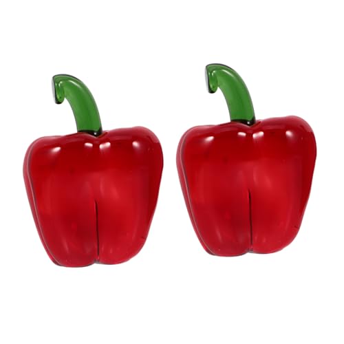 ibasenice 2st Kristallpfeffer Bürodekoration Desktop-Dekoration Wohndekoration Tischdekoration Aus Paprika Heimdekoration Paprika Figur Tisch-Chili Pflanzliches Gemüsefiguren Glas Rot von ibasenice