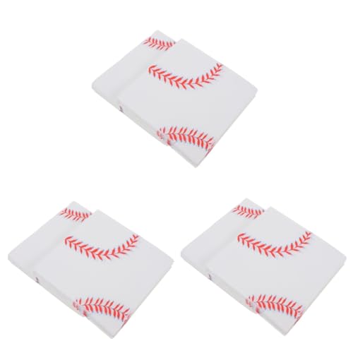 ibasenice 3 Sätze Baseball-serviette Papierservietten Fußball-pappteller Baseball-tischdecke Pop Weiße Servietten Cocktail Servietten Tischservietten Servietten Aus Papier 40 Stück * 3 von ibasenice