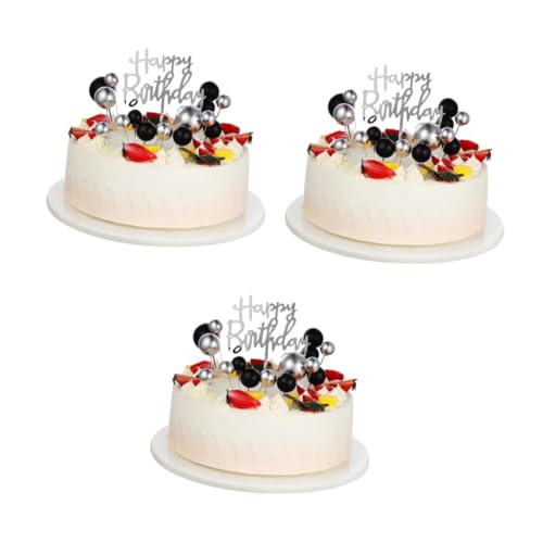 ibasenice 3 Sets Schwarz Gold Tortendeko Tortenkugeln Happy Birthday Topper Goldendoodle Ornament Tortenspieße Kugeln Torteneinsatz Topper Dekoration Tortendekorationen Für Männer von ibasenice